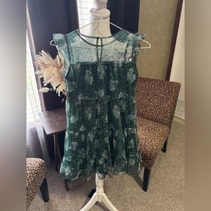 Elegant Green Floral Kids Dress